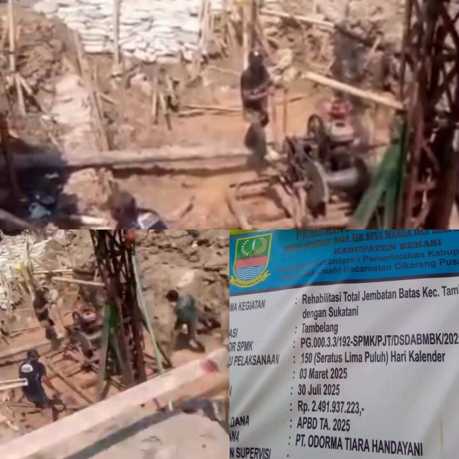 Warga Keluhkan Rehabilitasi Jembatan Batas Tambelang – Sukatani yang Dikerjakan PT.Odorna Tiara Handayani Lemot
