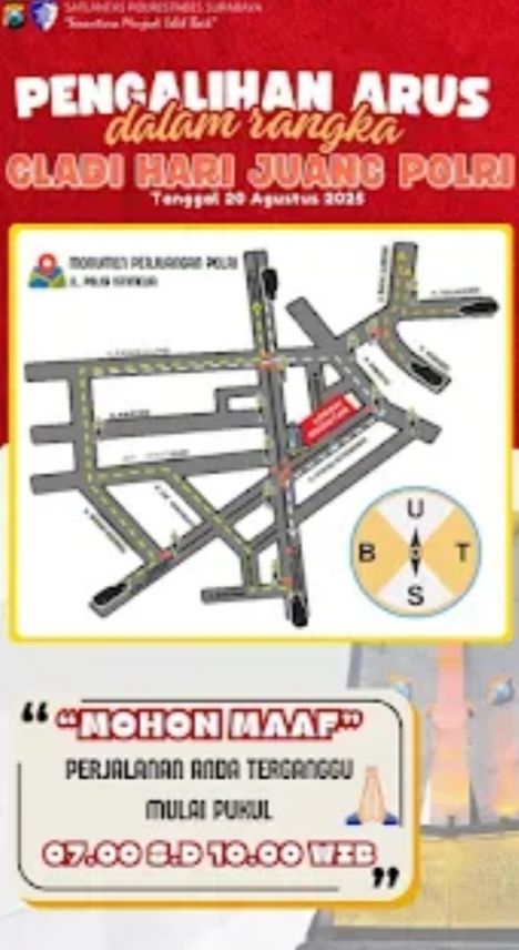 Hari Juang Polri 2025 Surabaya: Rute Parade, dan Rekayasa Lalu Lintas