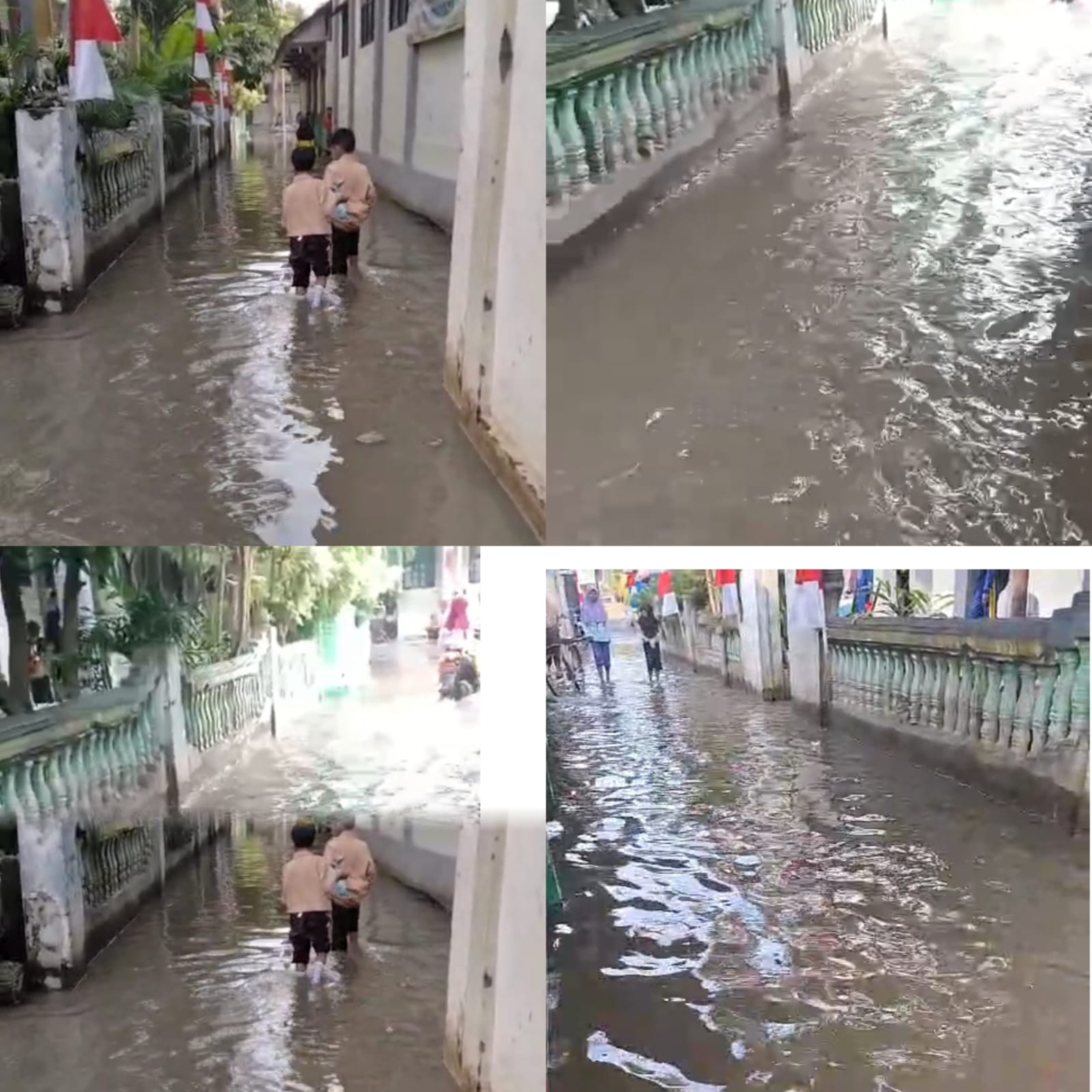 Diguyur Hujan dan Akbat Rembesan  Sungai Srengseng Hilir, Tiga  SD di Sukatani Terendam Air
