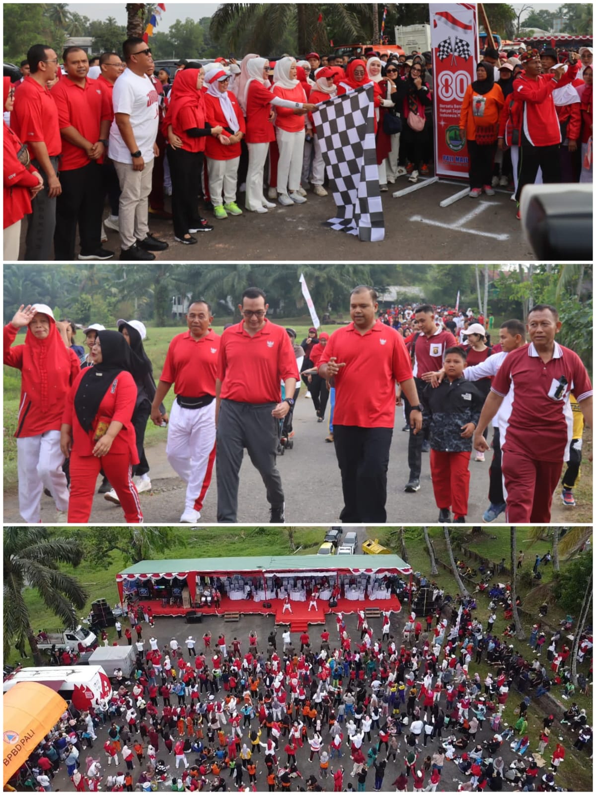 Ribuan Warga Meriahkan Jalan Santai dan Senam Bersama HUT ke-80 RI di PALI