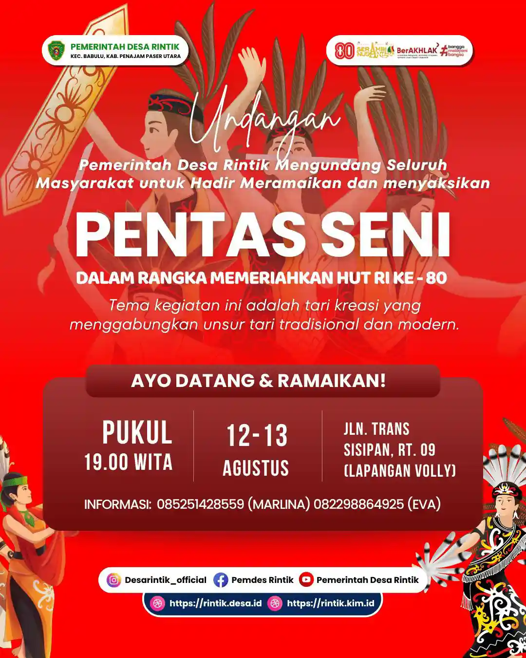Pentas Seni Meriahkan HUT RI ke-80 di Desa Rintik, Sajikan Tari Kreasi Tradisional dan Modern