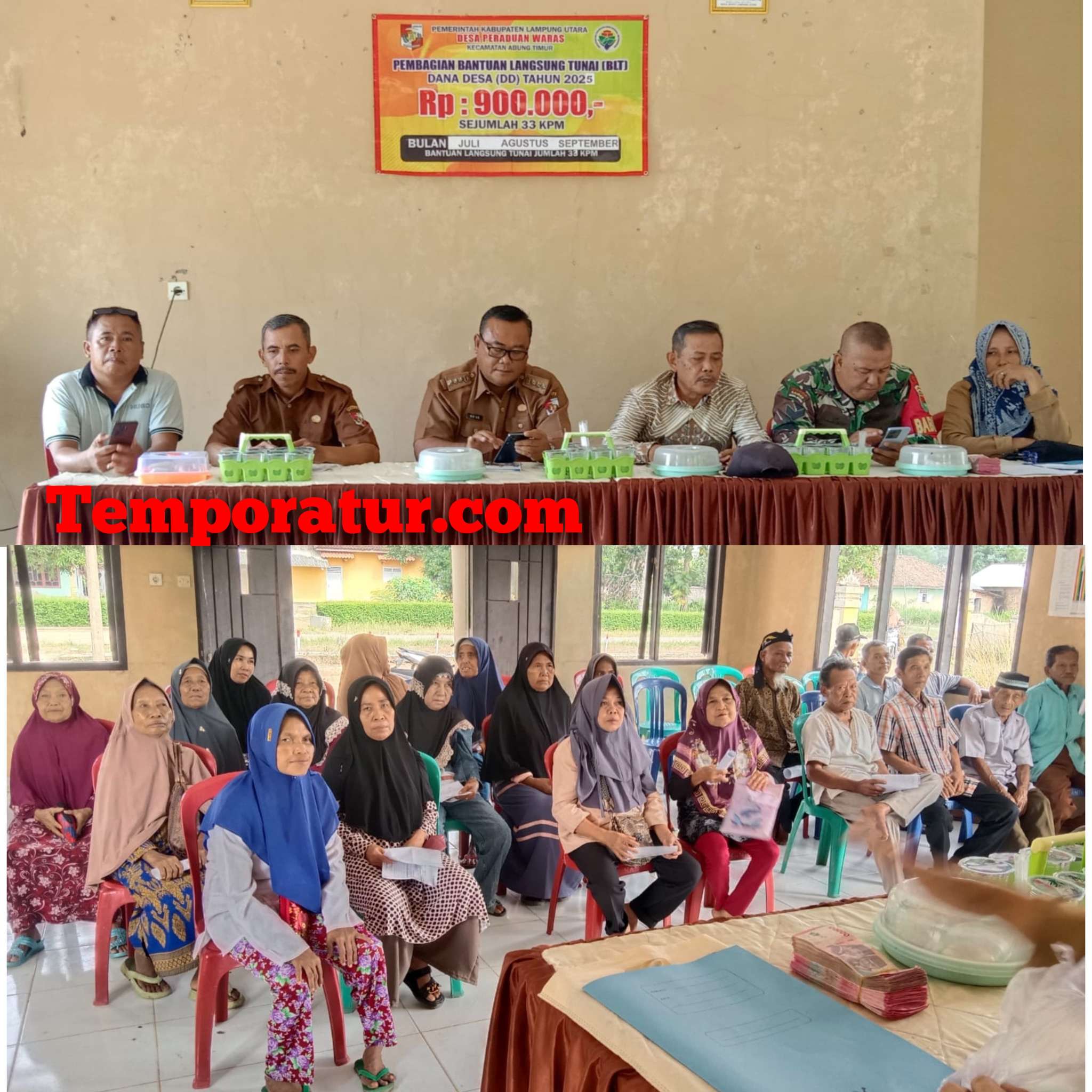 Pemdes Peraduan Waras Kecamatan Abung Timur, salurkan BLT-DD Tahap 3 ke -33 KPM Secara Hikmat