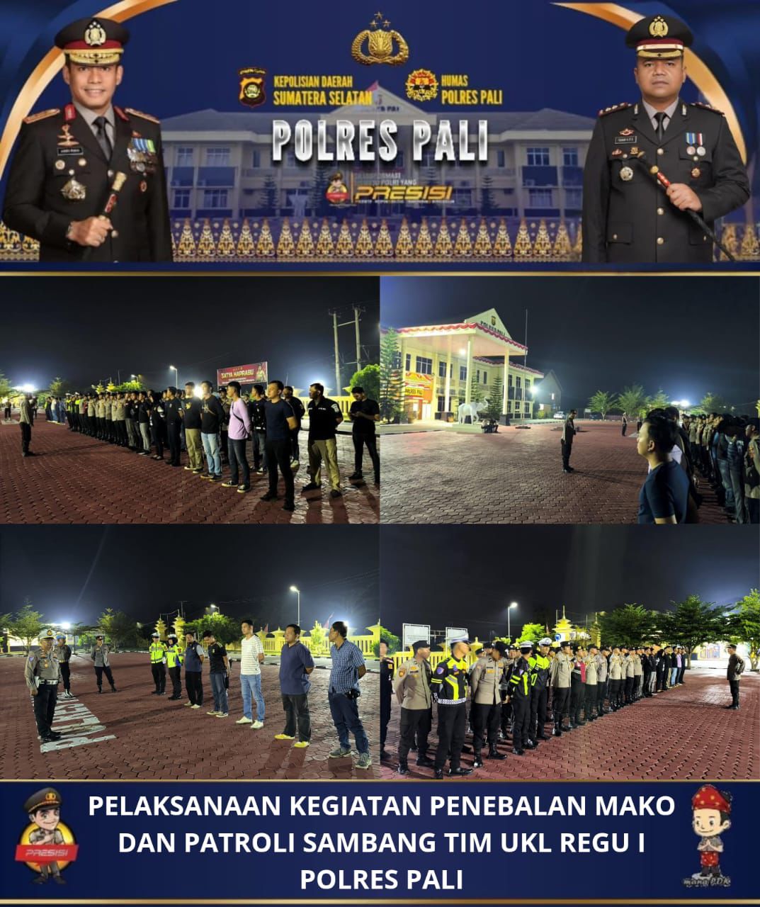 Dalam Rangka Menjaga Situasi Kamtibmas, Tim UKL I Gelar Patroli Sambang Malam Hari