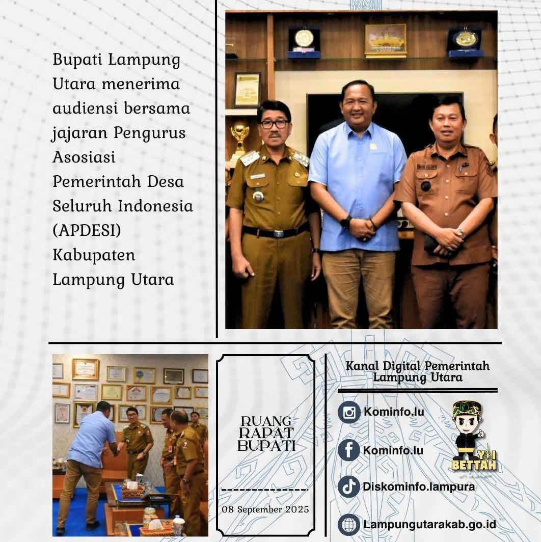 Bupati Lampung Utara Terima Audensi Pengurus APDESI  Kabupaten Lampura 