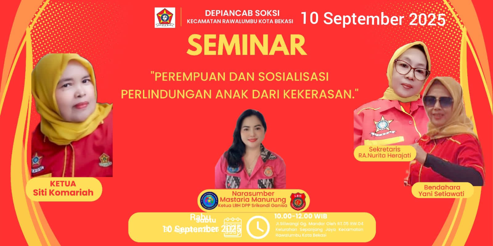 SOKSI Rawalumbu Gelar Seminar Perempuan dan Sosialisasi Perlindungan Anak dari Kekerasan SOKSI Rawalumbu Gelar Seminar Perempuan dan Sosialisasi Perlindungan Anak dari Kekerasan