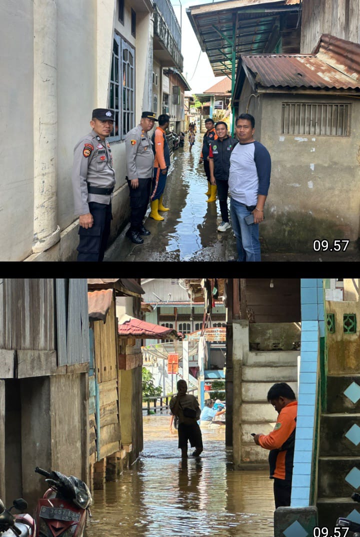 Kapolsek Talang Ubi Monitoring Lokasi Banjir di Talang Pipa