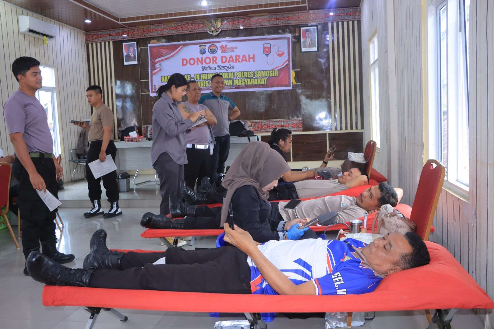 Aksi Donor Darah Polres Samosir, Sambut HUT Humas Polri Tahun 2025