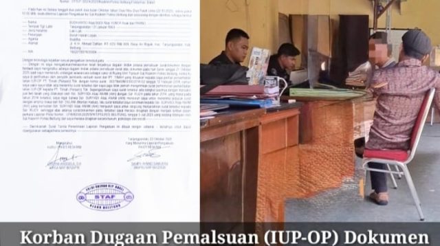 Korban Dugaan Pemalsuan (IUP-OP) Dokumen Lahan PT. Timah” Budhiarto Resmi Lapor ke Polres Belitung