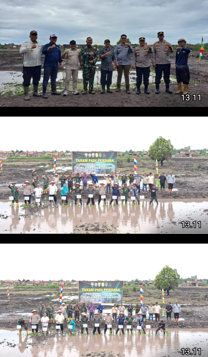 Tanam Padi Perdana di Lahan Cetak Sawah, Wujud Sinergi TNI-Polri dan Pemerintah Daerah Dukung Ketahanan Pangan Nasional