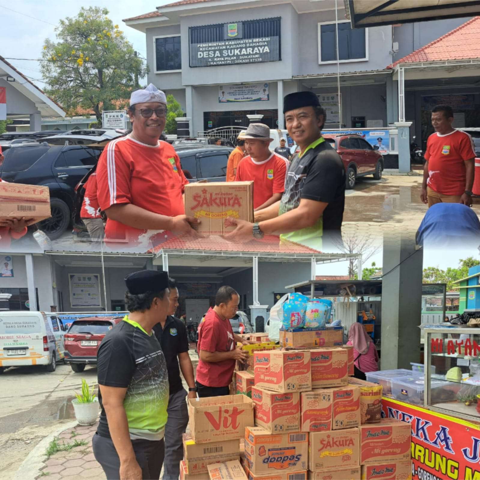 Kades Sukaraya Salurkan Bantuan Mie Instan ke Warga Sukaraya yang Terdampak Banjir