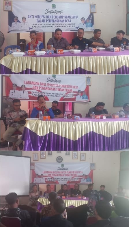 Anggota Polres PALI Hadiri Sosialisasi Anti Korupsi dan Penanganan Tindak Pidana di Desa Karta Dewa