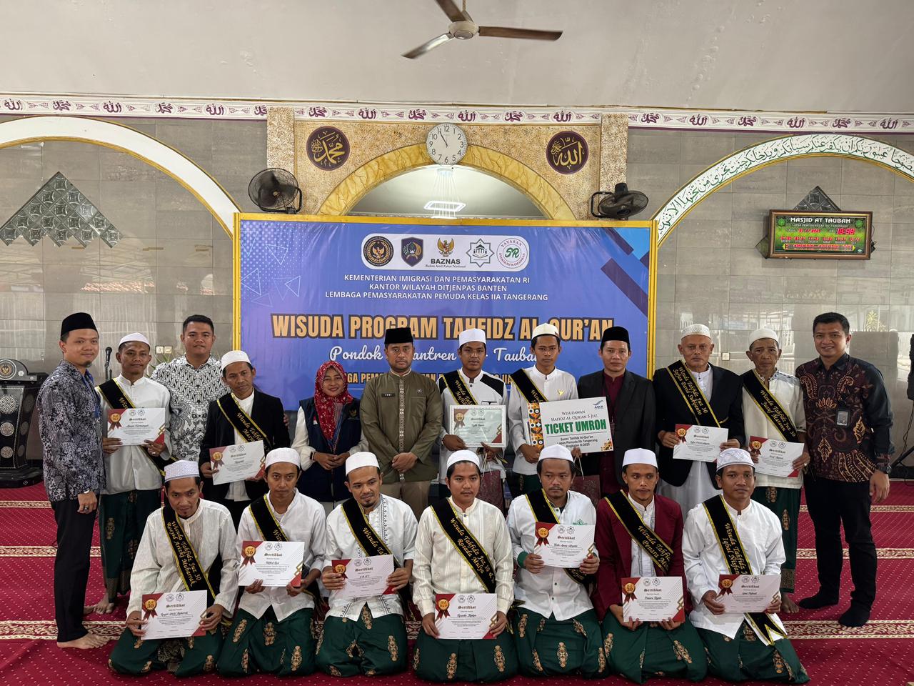 Santri Warga Binaan Pondok Pesantren AT-Taubah Lapas Pemuda Tangerang Wisuda Tahfidz