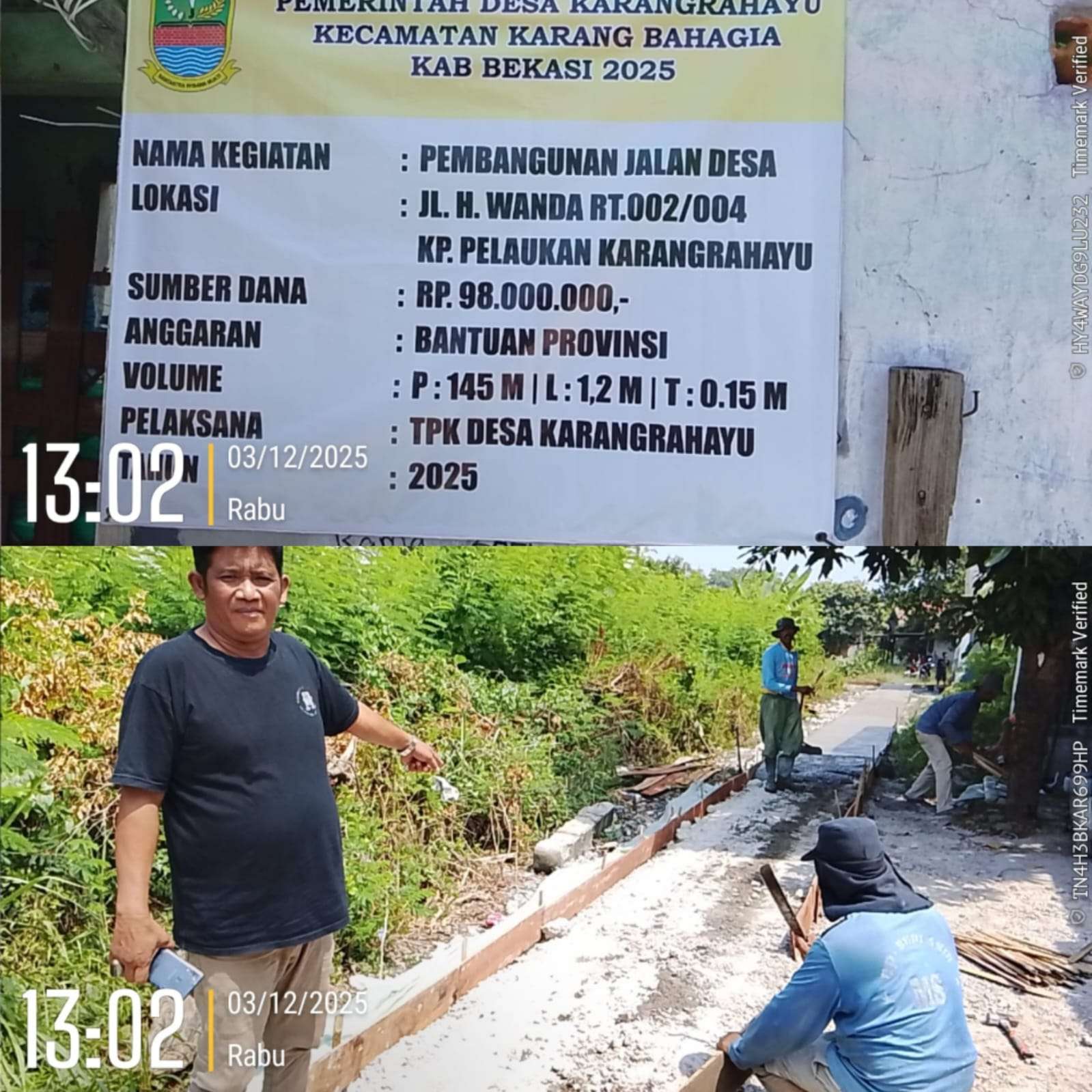 Proyek Jalan H. Wanda Desa Karang Rahayu Disorot, Kualitas Beton Dipertanyakan Hingga Dugaan Mark Up Anggaran