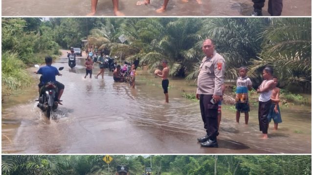 Banjir Genangi Jalan Penghubung Talang Ojan–Sukamaju, Polsek Talang Ubi Lakukan Pengamanan dan Monitoring
