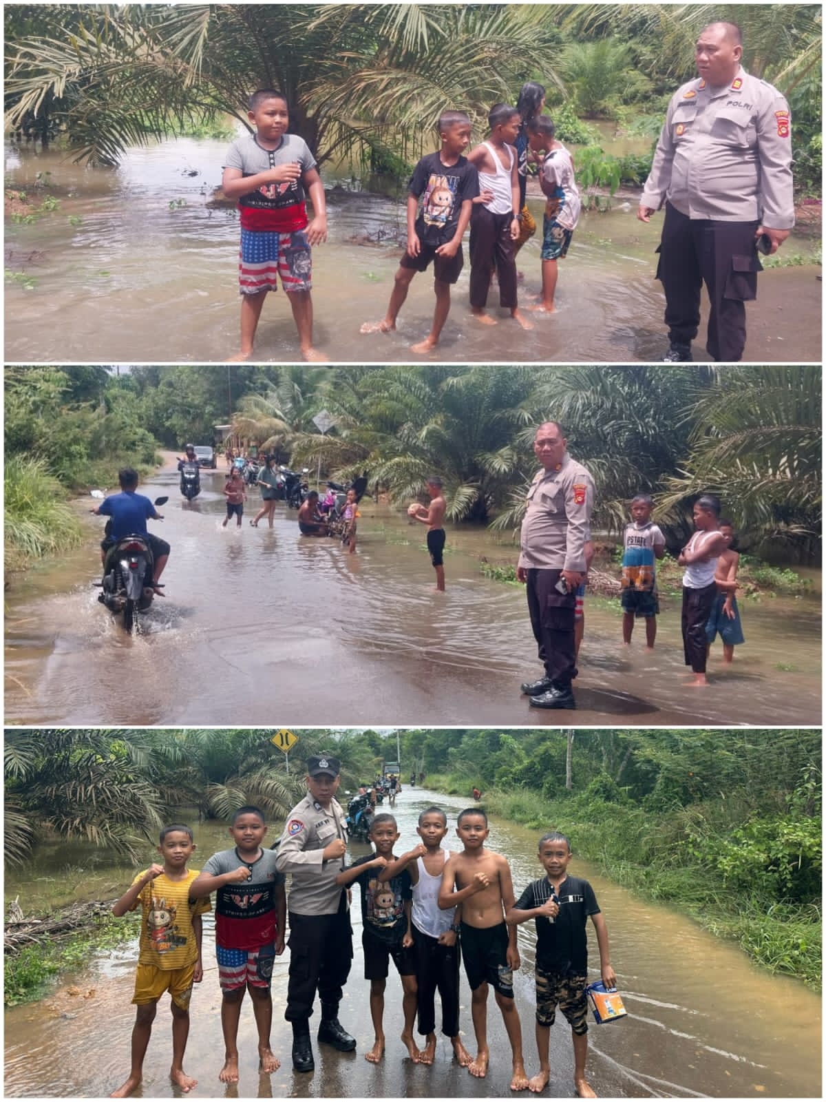 Banjir Genangi Jalan Penghubung Talang Ojan–Sukamaju, Polsek Talang Ubi Lakukan Pengamanan dan Monitoring