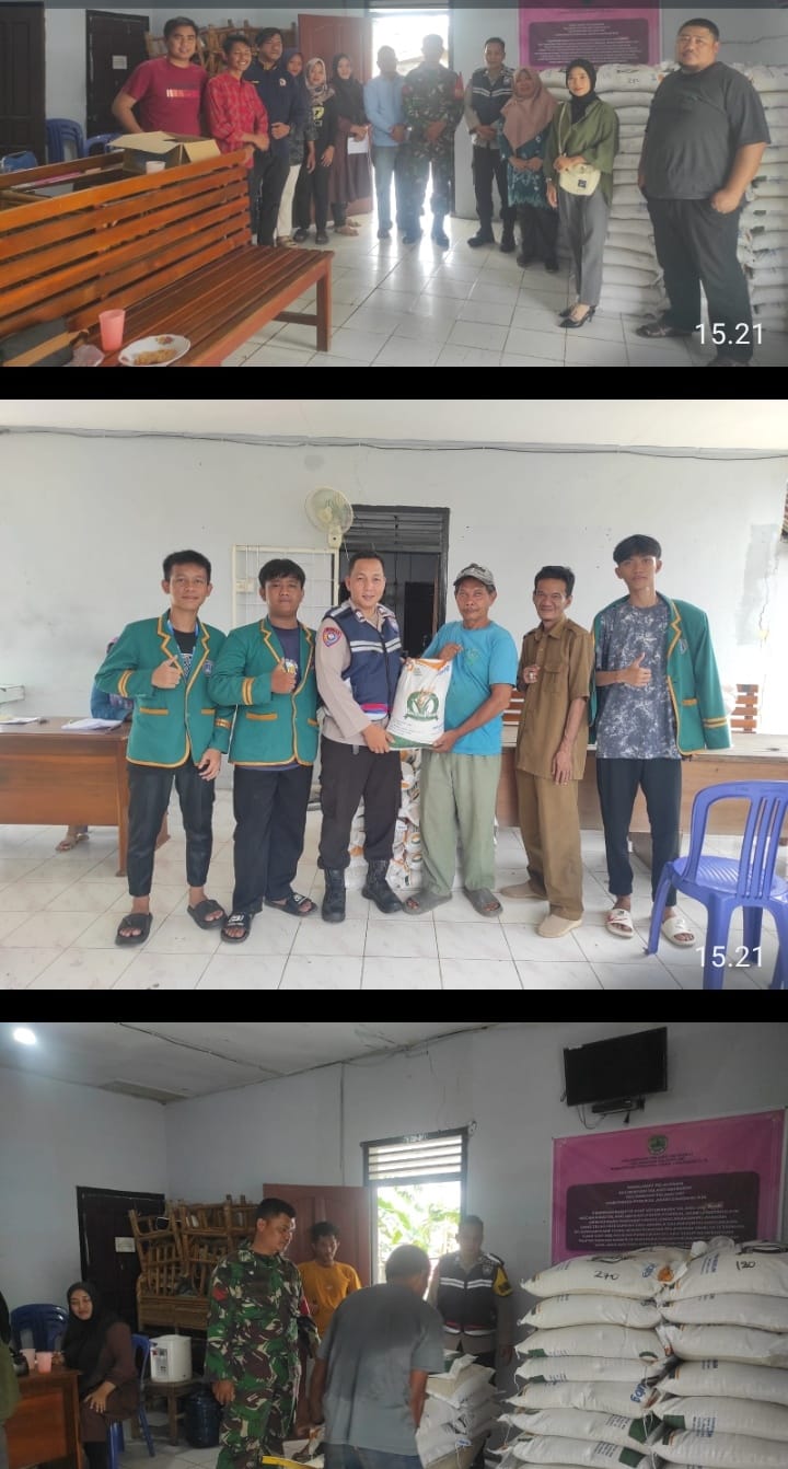 Polsek Talang Ubi Monitoring Pembagian Bantuan Pangan Pemerintah Tahap II