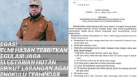 Gubernur Bengkulu Terbitkan Surat Edaran Terkait Larangan Aktivitas Merusak Hutan