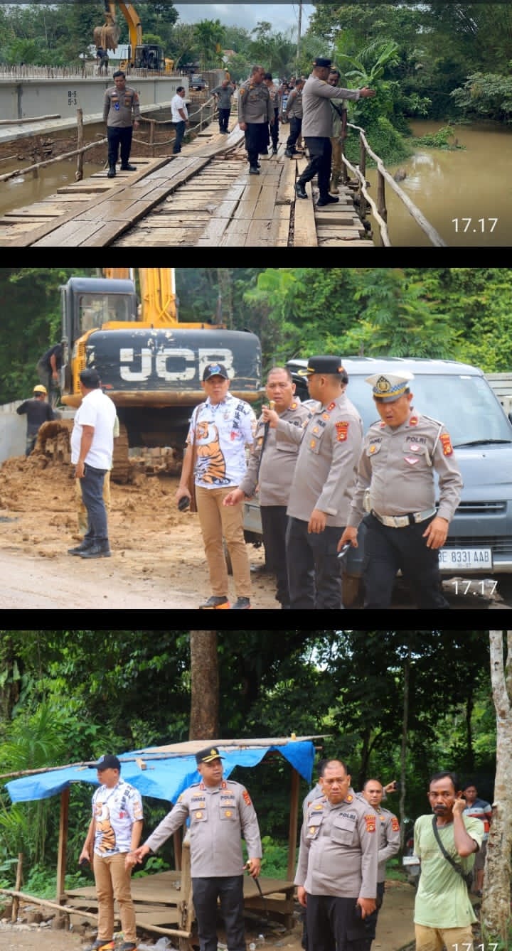 KAPOLRES PALI TINJAU PERKEMBANGAN PEMBANGUNAN JEMBATAN SUNGAI BAUNG, TEKANKAN KESELAMATAN DAN KONEKTIVITAS WILAYAH