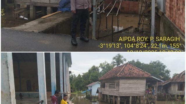 Banjir Mulai Genangi Pekarangan Warga, Polsek Tanah Abang Intensif Monitoring Debit Air Sungai Lematang