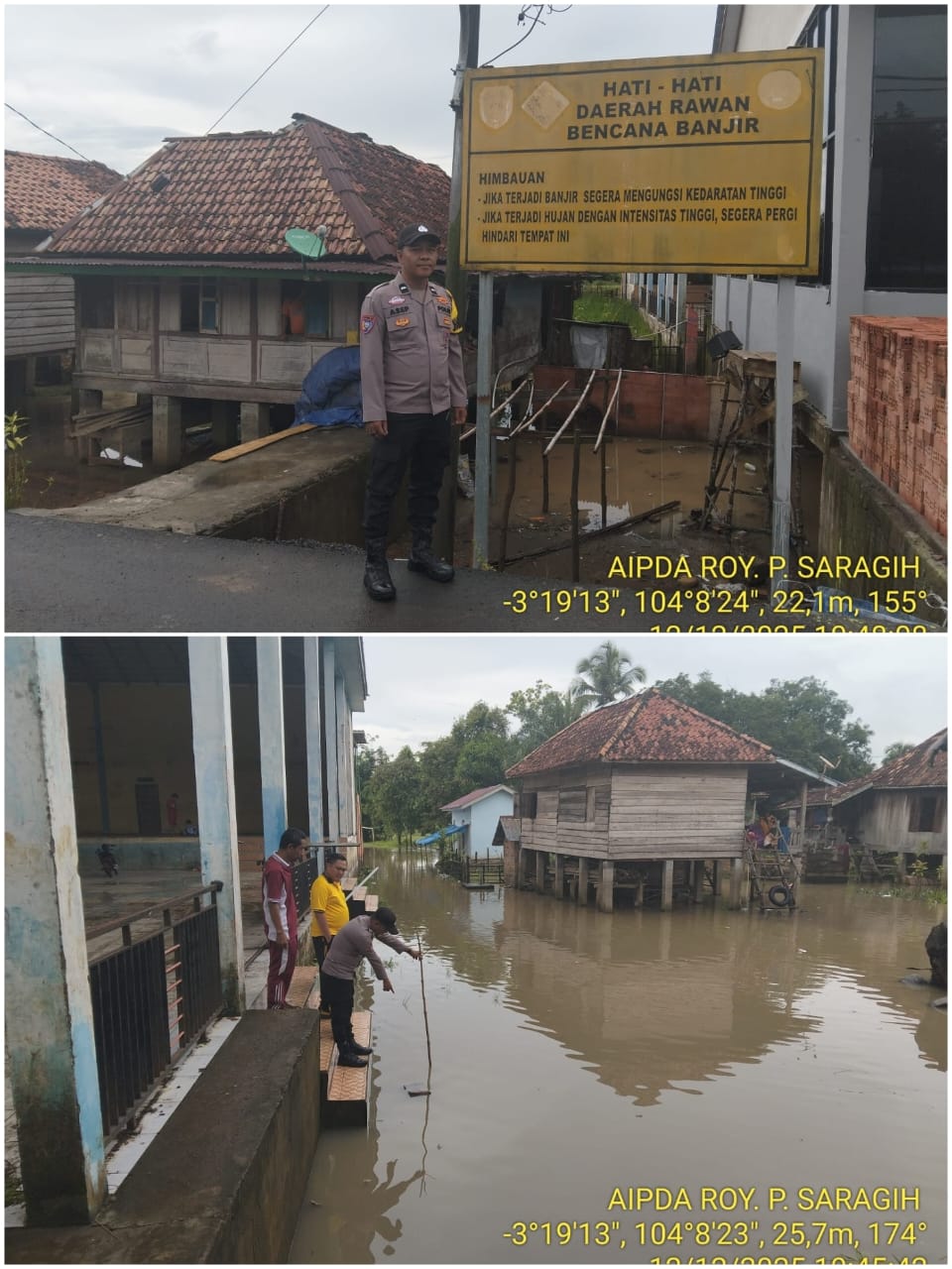 Banjir Mulai Genangi Pekarangan Warga, Polsek Tanah Abang Intensif Monitoring Debit Air Sungai Lematang