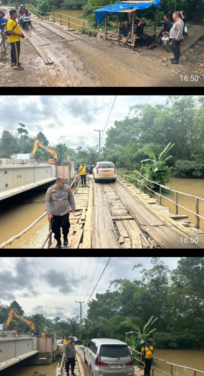 Polsek Talang Ubi Tinjau Progres Pembangunan Jembatan Sungai Baung, Kapolres PALI Tekankan Keselamatan dan Sinergi dengan Masyarakat
