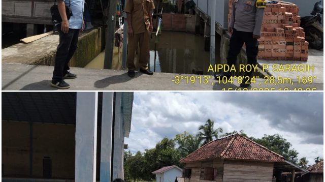 Polsek Tanah Abang Pantau Debit Sungai Lematang, Banjir di Desa Curup Mulai Surut