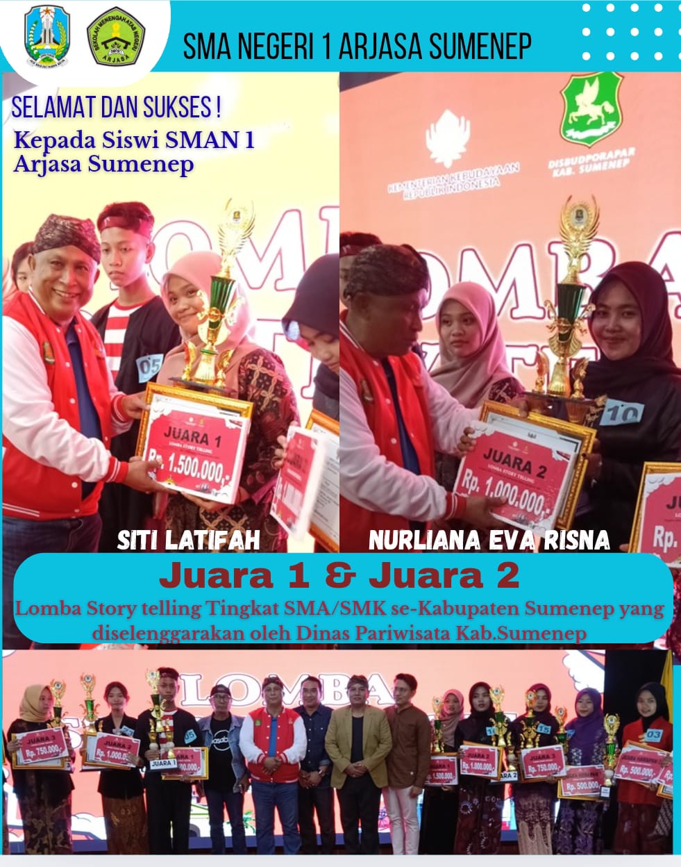 Dominasi Lomba Story Telling 2025, Siswi SMAN 1 Arjasa Borong Juara I dan II se-Kabupaten Sumenepa