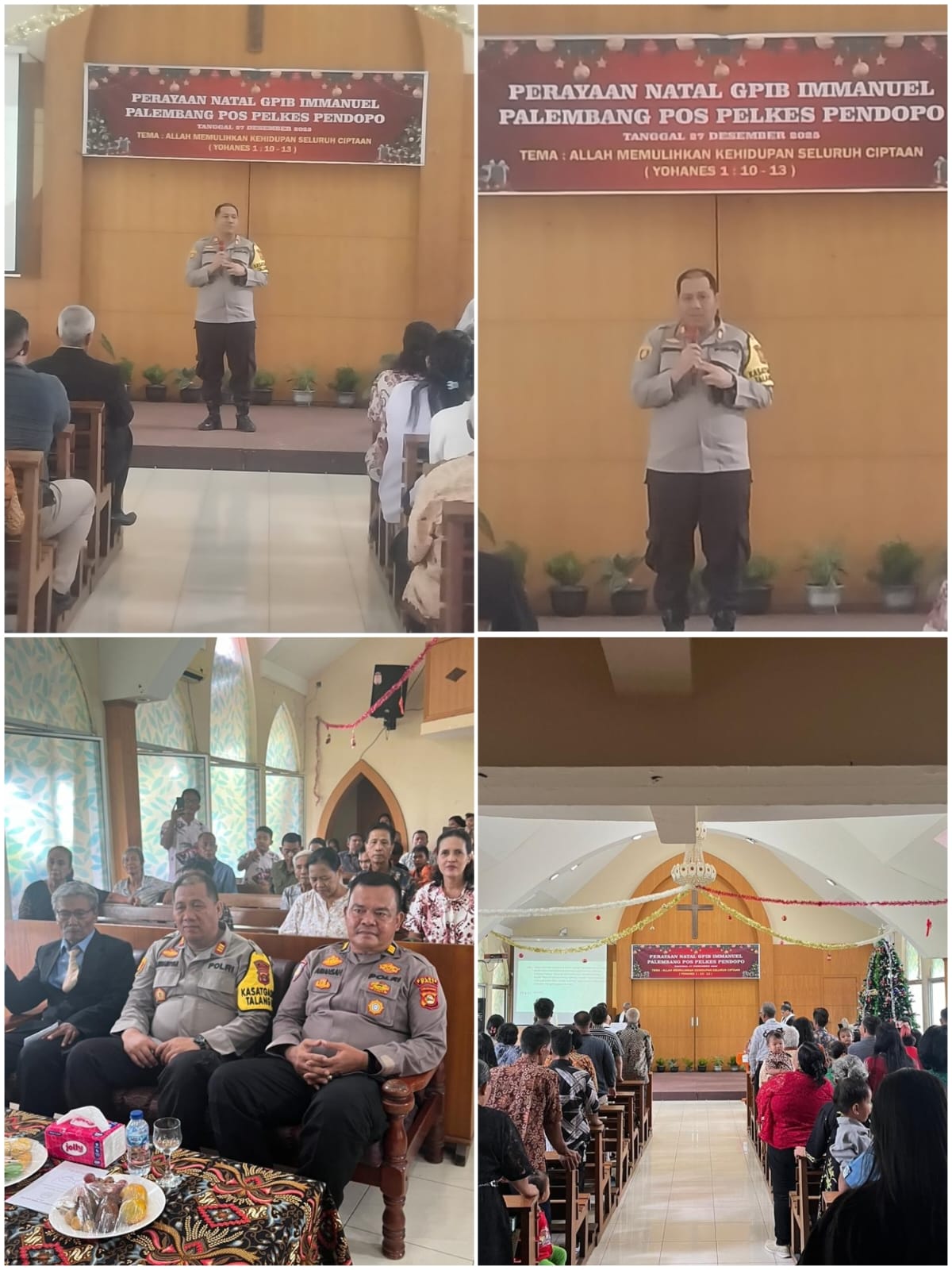 Kapolsek Talang Ubi Wakili Kapolres PALI Hadiri Perayaan Natal di Gereja Oikumene Pendopo
