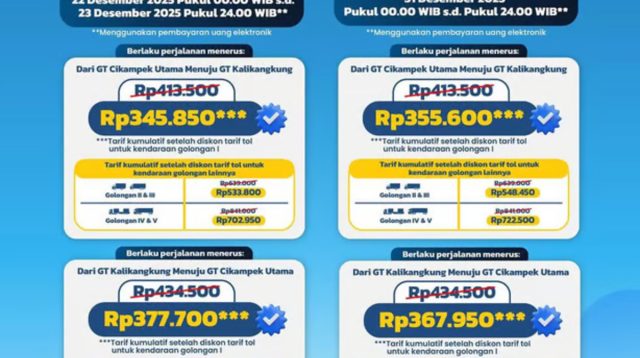 Jelang Nataru 2025/2026, JTT Berlakukan Diskon Tarif Tol 20% di Ruas Trans Jawa