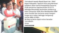 Kebijakan Pemkab Taput Kurangi Antrean BBM, Warga Purbatua Sampaikan Apresiasi