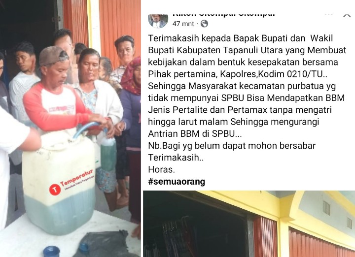 Kebijakan Pemkab Taput Kurangi Antrean BBM, Warga Purbatua Sampaikan Apresiasi