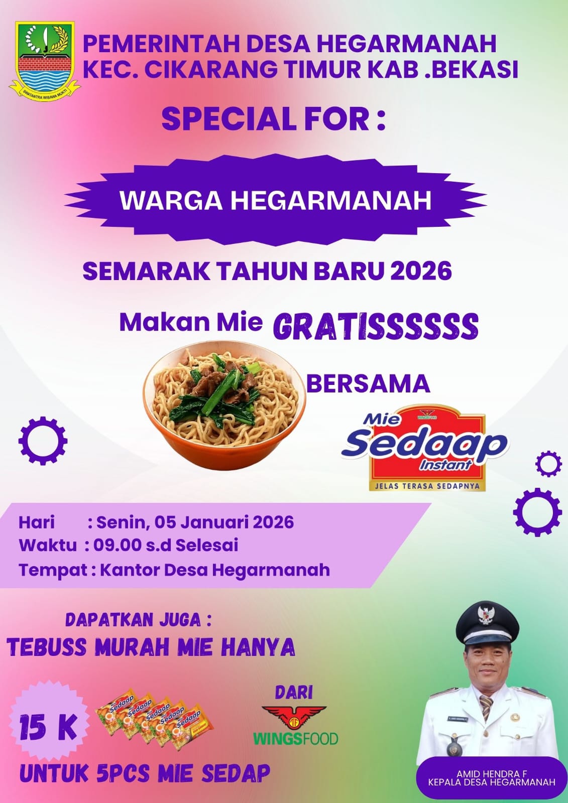 Pemdes Hegarmanah Gelar Makan Mie Gratis Sambut Tahun Baru 2026