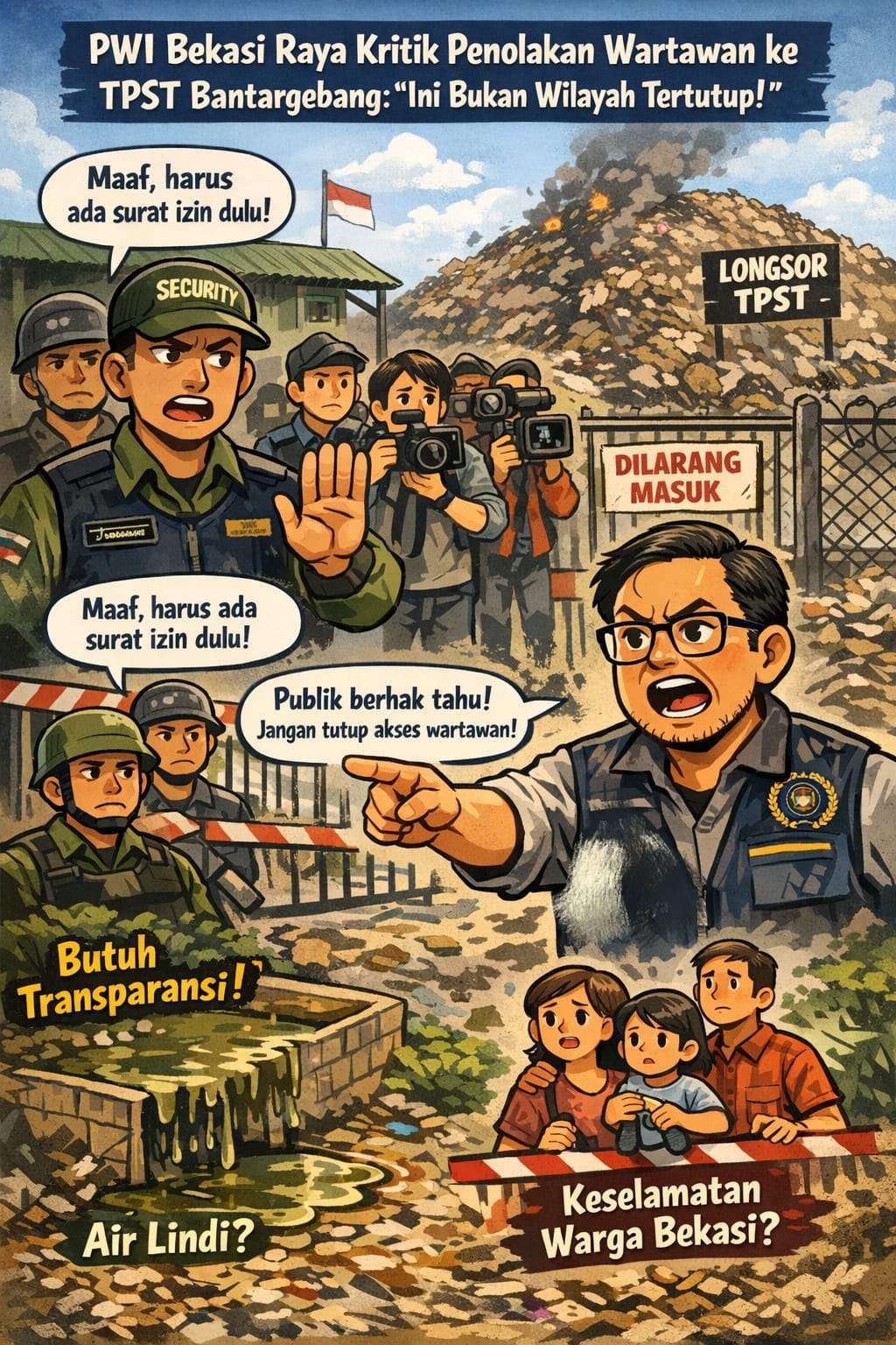 Pasca Longsor Gunung Sampah, Wartawan Dilarang Masuk, Ada Apa di TPST Bantargebang?