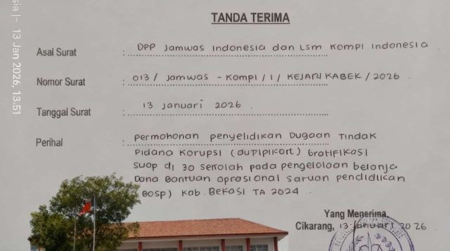 Dugaan Gratifikasi Dana BOSP 4.13 Miliar, Dua LSM Desak Kejari Kabupaten Bekasi Periksa 30 Kepala Sekolah