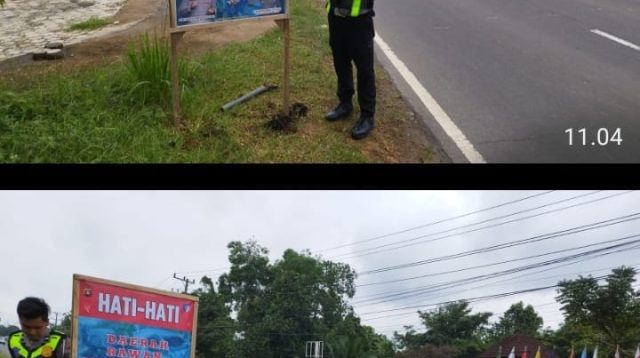 Wujudkan Kamseltibcarlantas dan Antisipasi 3C, Sat Lantas Polres PALI Pasang Banner Himbauan