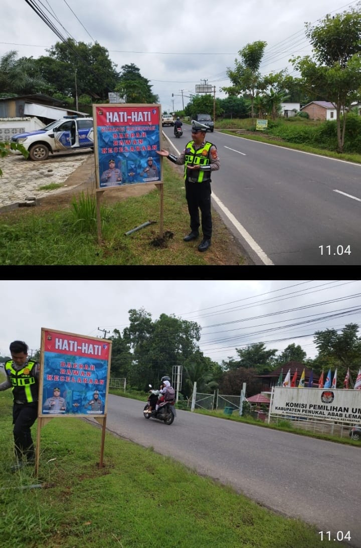 Wujudkan Kamseltibcarlantas dan Antisipasi 3C, Sat Lantas Polres PALI Pasang Banner Himbauan