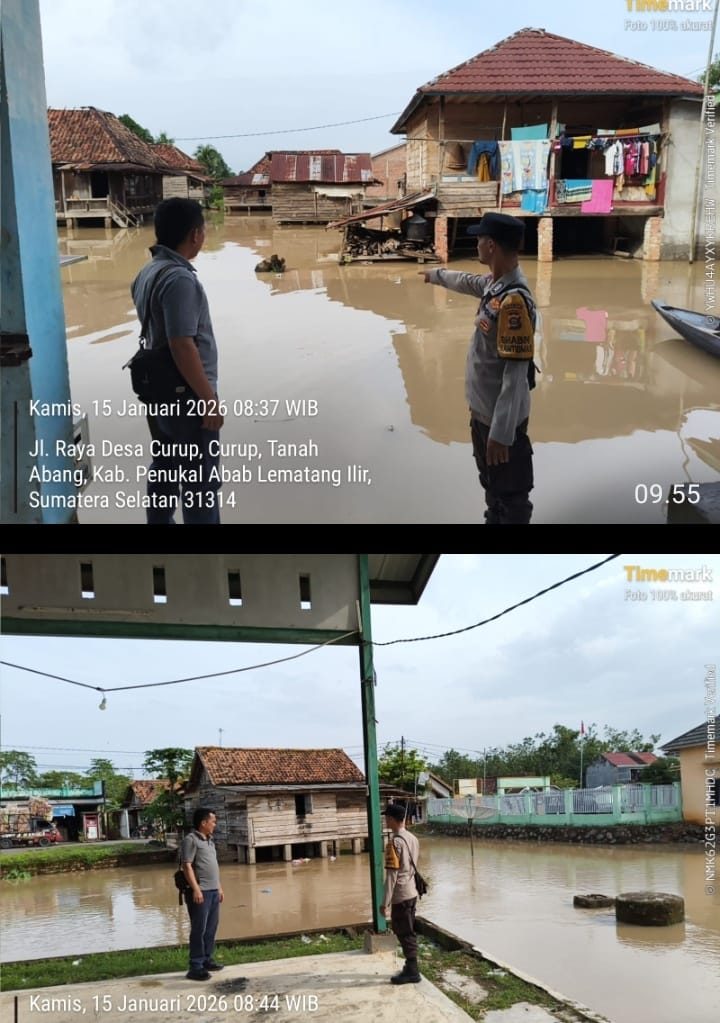 Polsek Tanah Abang Intensifkan Patroli Sungai Lematang, Dua Desa Terdampak Kenaikan Debit Air