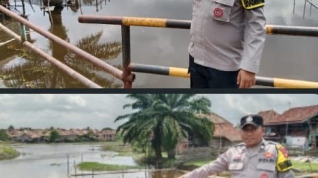 Polsek Penukal Utara Monitoring Debit Air, Lima Desa Rawan Banjir Masih Aman