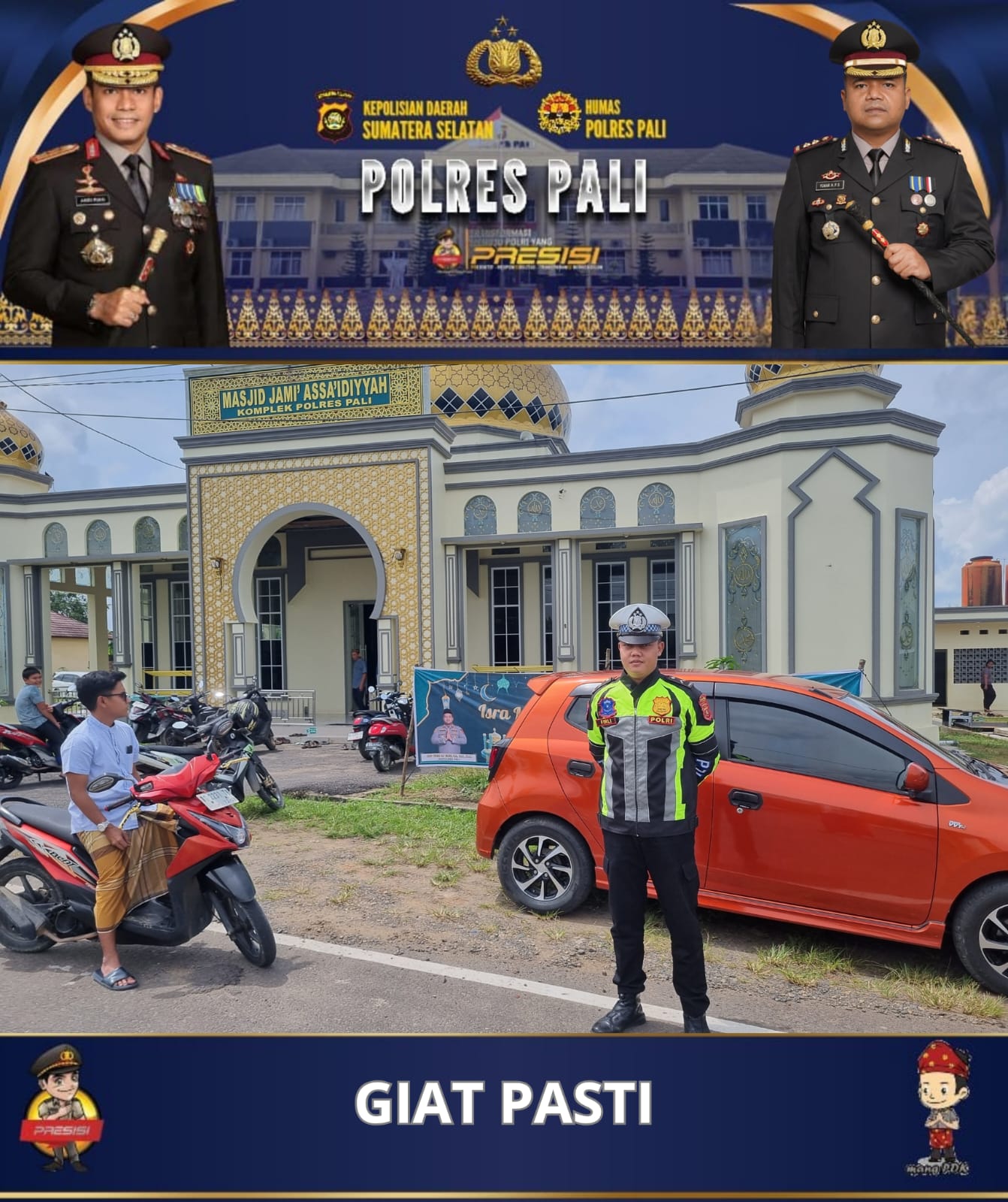 Satlantas Polres PALI Laksanakan Giat PASTI di Masjid Jami Assa’idiyyah