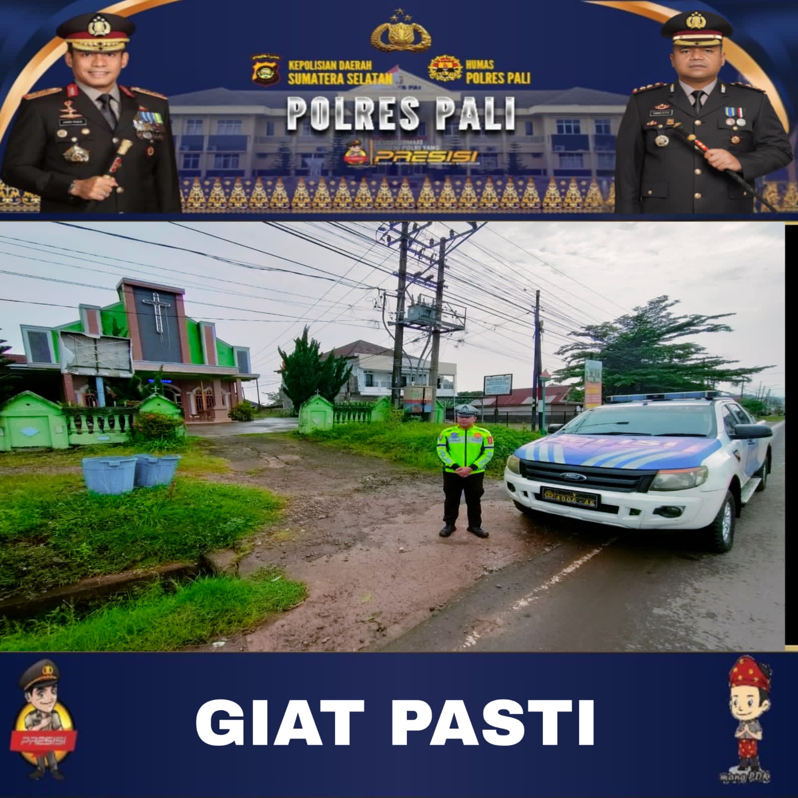 IPTU SELDA AUDINA S.Tr.K.,M.H Kasat Lantas Polres PALI Laksanakan Giat PASTI di Gereja Handayani Mulya, Wujudkan Kamseltibcarlantas Saat Ibadah