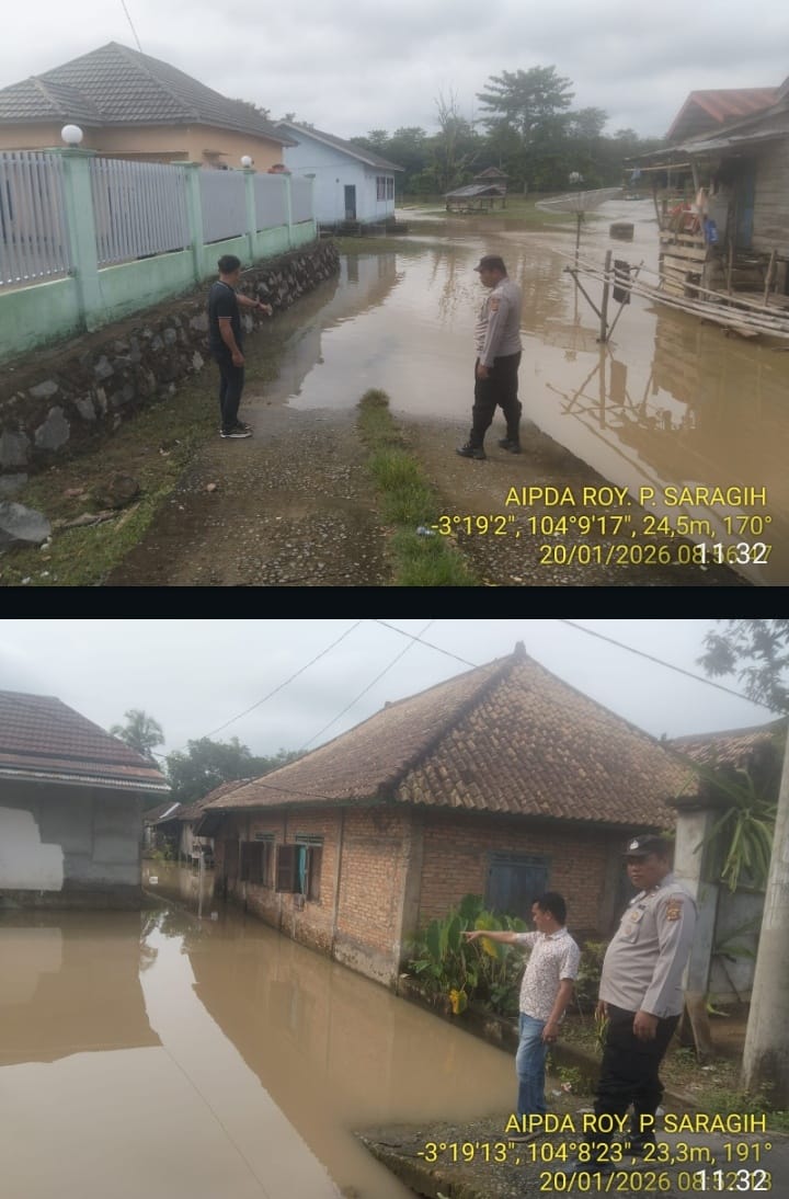 Debit Sungai Lematang Kembali Naik, Polres PALI Tingkatkan Monitoring di Wilayah Rawan Banjir