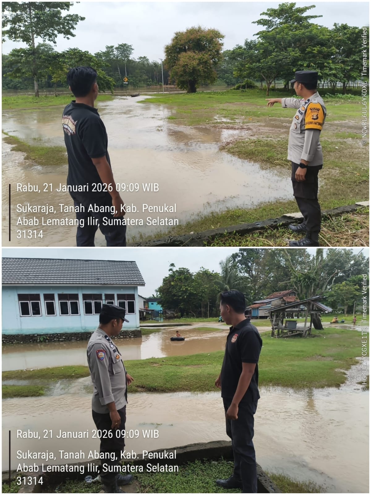 Debit Sungai Lematang Meningkat, Polres PALI Lakukan Monitoring Intensif di Kecamatan Tanah Abang