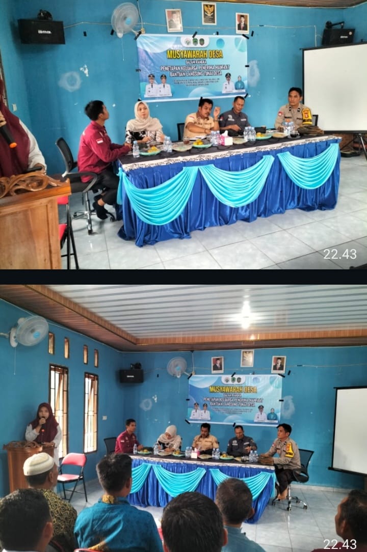 Bhabinkamtibmas Polsek Talang Ubi Hadiri Musyawarah Desa Penetapan KPM BLT di Beruge Darat