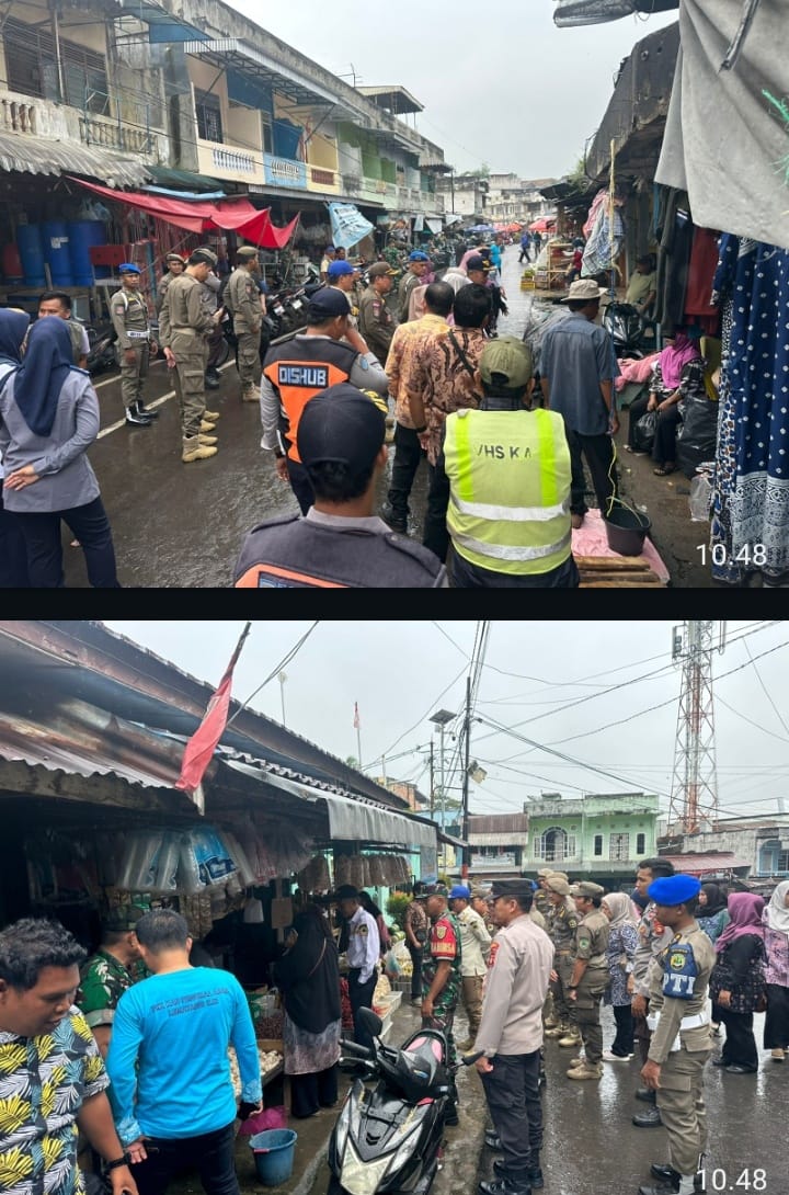 Parkir Semrawut Disorot,Aparat Gabungan Turun Tangan Tertibkan Pasar Pendopo