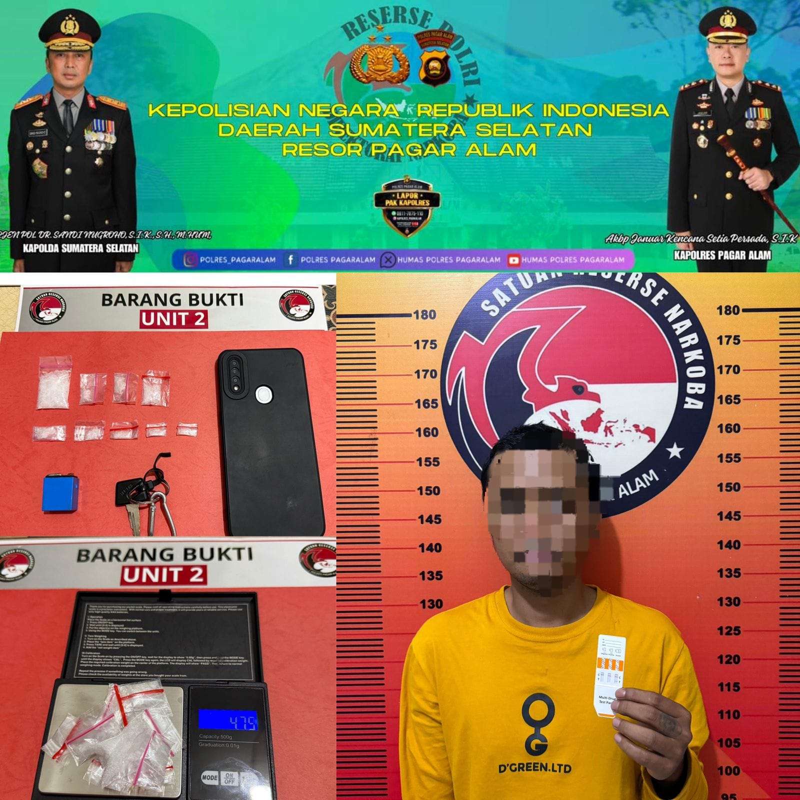 Sebilan Paket Sabu Berhasil Di Ungkap Sat Resnarkoba Polres Pagaralam, Pelaku Langsung Diamankan