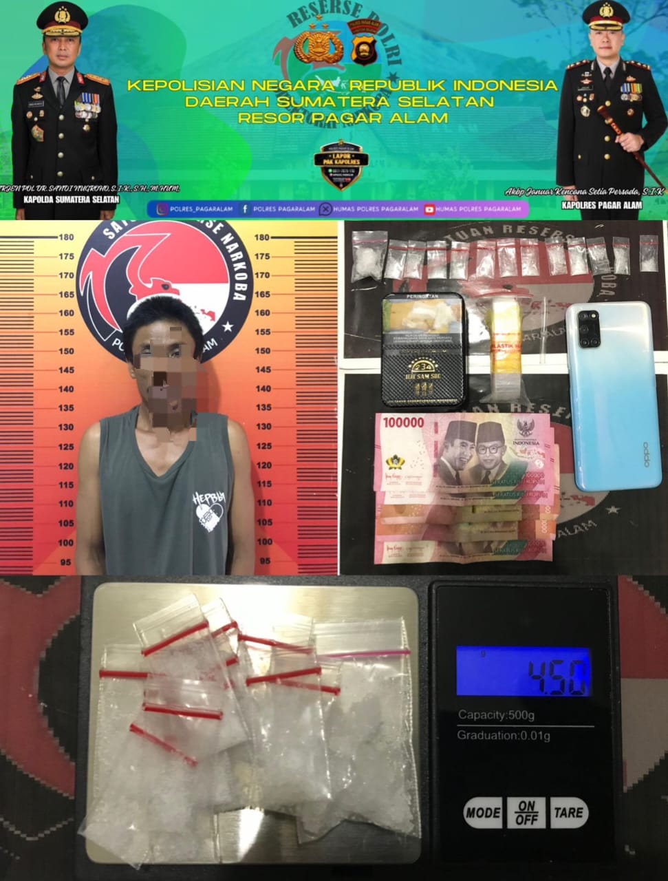 Satresnarkoba Polres Pagar Alam Ungkap Kasus Tindak Pidana Narkotika Jenis Sabu