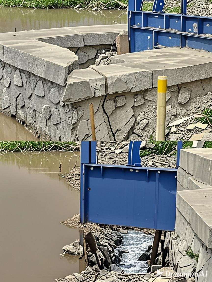 Pembuatan Pintu Air di Proyek Normalisasi Sungai Srengseng BBWS Citarum oleh PT.BRP Senilai 47 Miliar di Sukatani Patah dalam Satu Bulan