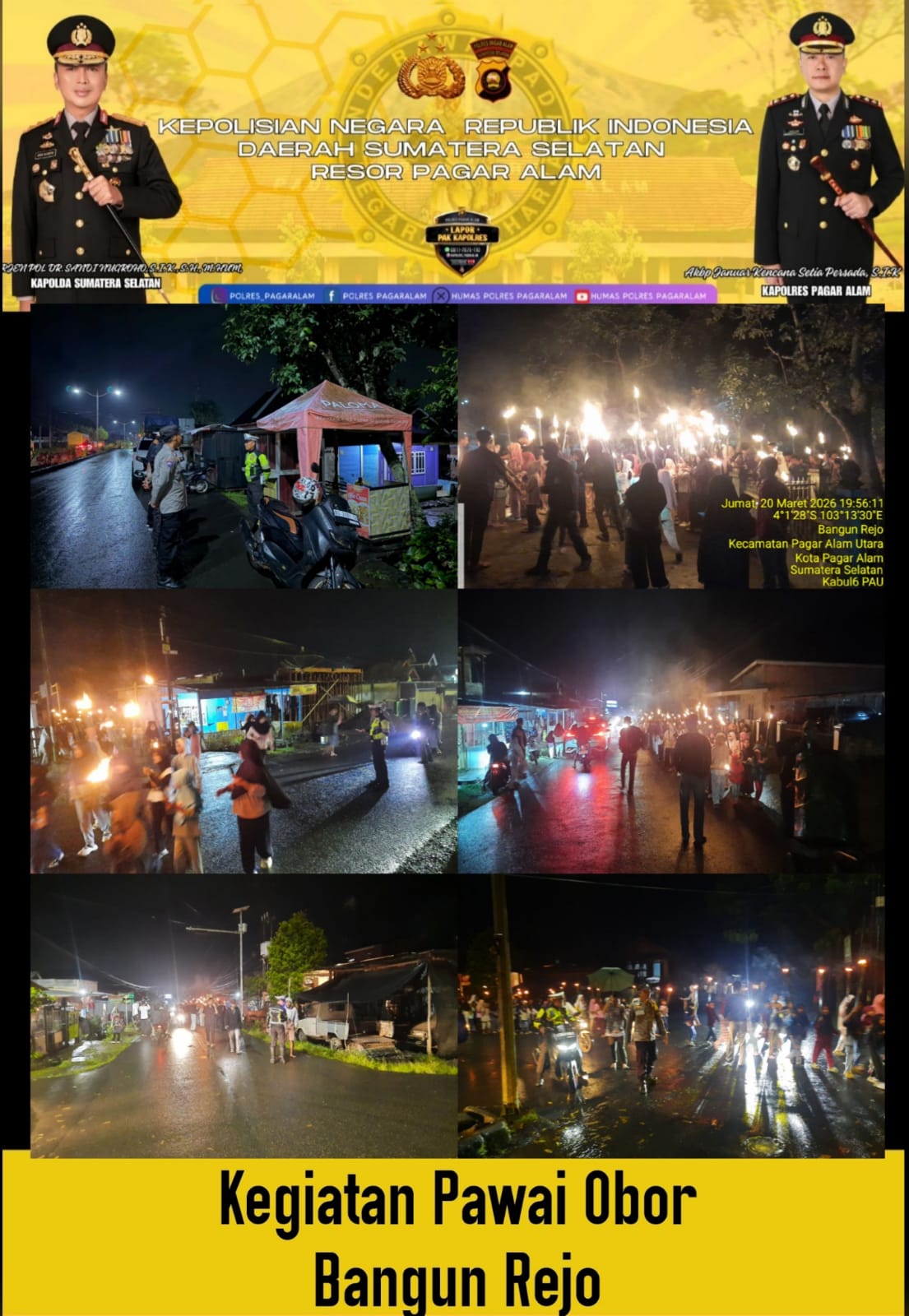 Pawai Obor Bangun Rejo Berlangsung Khidmat dan Kondusif, Tradisi Takbir Keliling Pererat Silaturahmi Warga