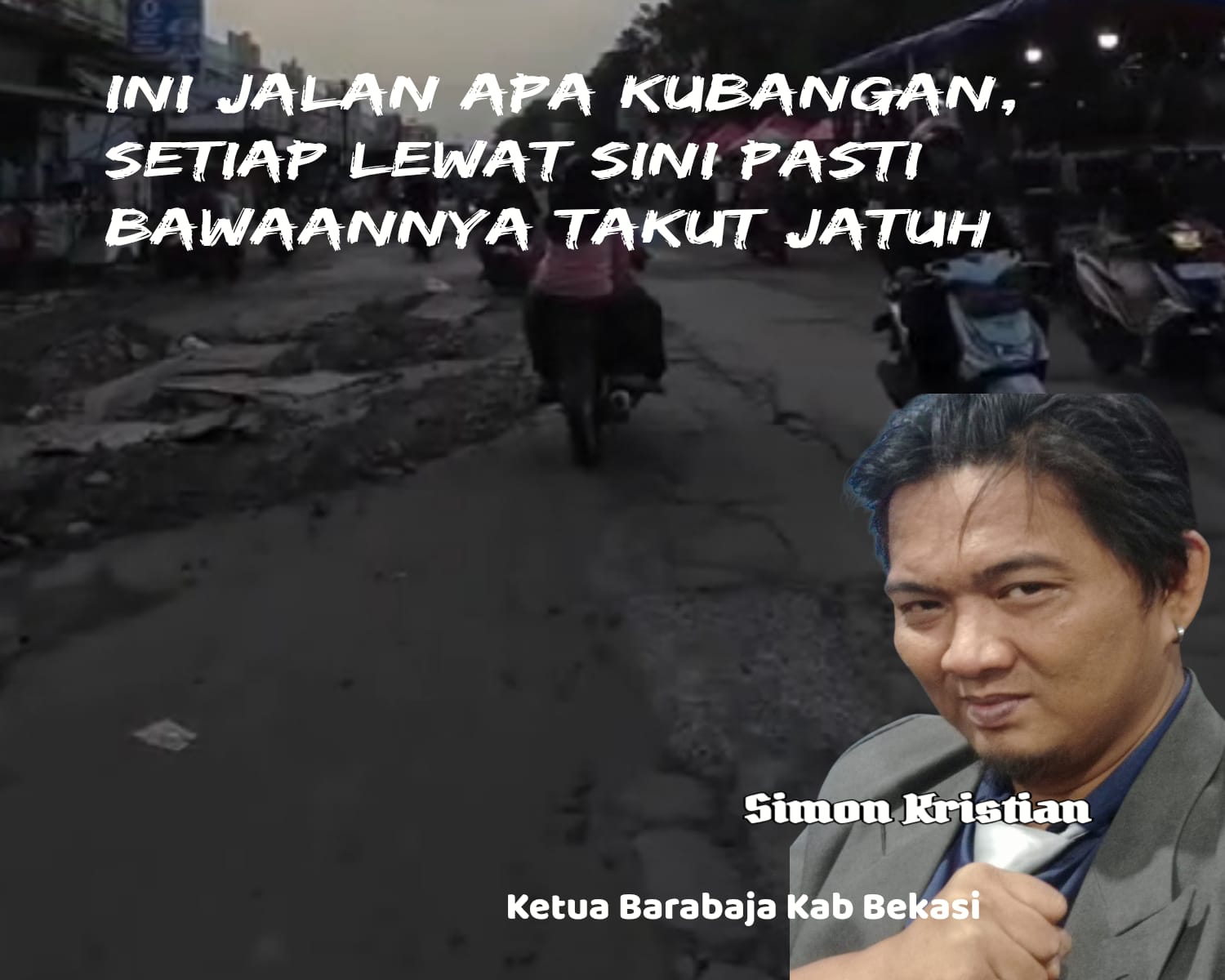 Jalan Dipenuhi Lubang di Kawasan Marrakash Babelan