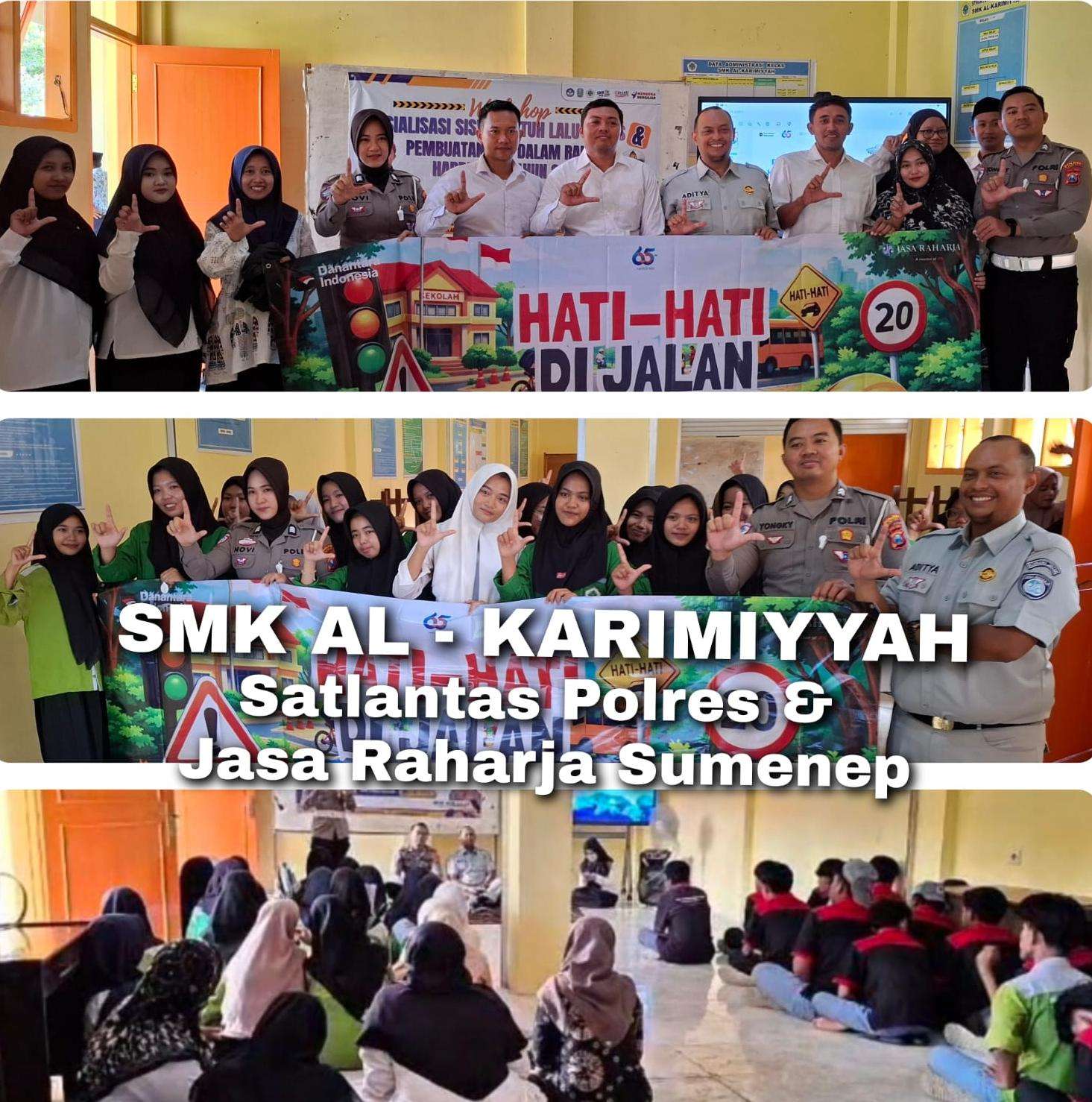 Peringati Hardiknas 2026, SMK Al Karimiyyah Gandeng Satlantas Polres Sumenep dan Jasa Raharja Sosialisasi Keselamatan Berkendara